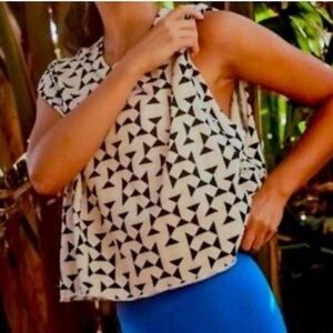 NWOT🐝FP Movement Sleeveless Raw Hem Geometric Black and White